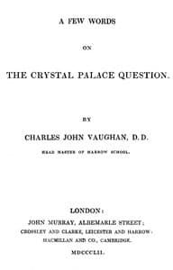 A Few Words on the Crystal Palace Question