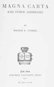 Magna Carta, and Other Addresses book cover