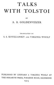 Talks with Tolstoi book cover