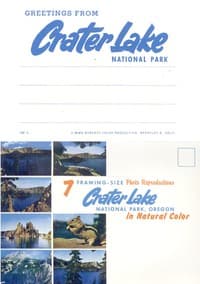 Greetings from Crater Lake National Park, Oregon
7 Framing-Size Photo Reproductions in Natural COlor