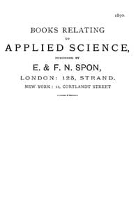 Books Relating to Applied Science, Published by E. & F. N. Spon, 1890.