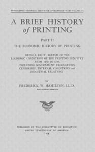 A Brief History of Printing. Part II: The Economic History of Printing