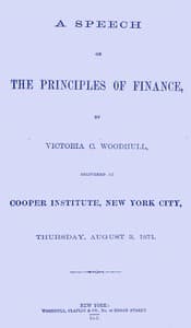 A Speech on the Principles of Finance