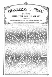 Chambers's Journal of Popular Literature, Science, and Art, Fifth Series, No. 34, Vol. I, August 23, 1884 book cover