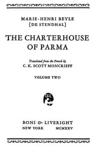 The Charterhouse of Parma, Volume 2 book cover