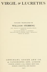Virgil & Lucretius
Passages translated by William Stebbing book cover