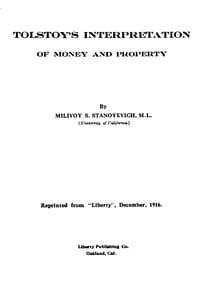 Tolstoy's interpretation of money and property book cover
