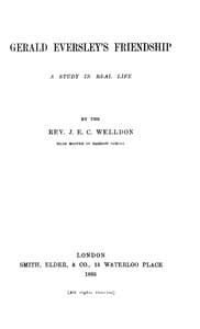 Gerald Eversley's Friendship: A Study in Real Life book cover