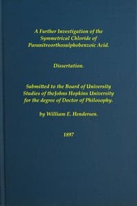 A Further Investigation of the Symmetrical Chloride of Paranitroorthosulphobenzoic Acid