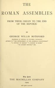 The Roman assemblies from their origin to the end of the Republic book cover