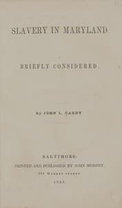 Slavery in Maryland briefly considered