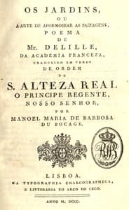 Os jardins ou a arte de aformosear as paisagens: Poema