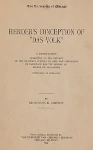 Herder's conception of "das Volk"
