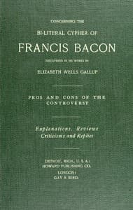 Concerning the bi-literal cypher of Francis Bacon discovered in his works book cover