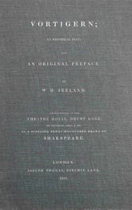 Vortigern; an historical play
