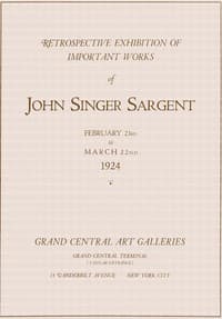 Retrospective exhibition of important works of John Singer Sargent, February 23rd to March 22nd, 1924