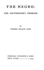 The negro: the southerner's problem book cover