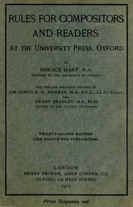 Rules for compositors and readers at the University Press, Oxford