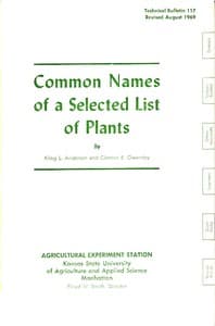 Common names of a selected list of plants book cover