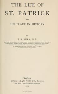 The life of St. Patrick and his place in history book cover