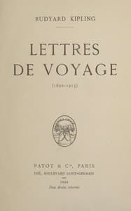 Lettres de voyage (1892-1913) book cover