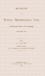 Bulletin of the Nuttall Ornithological Club