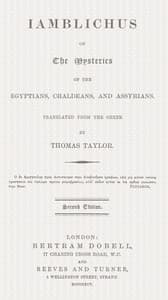 Iamblichus on the mysteries of the Egyptians, Chaldeans, and Assyrians