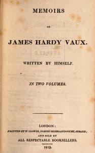 Memoirs of James Hardy Vaux. Written by himself. book cover