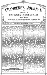 Chambers's Journal of Popular Literature, Science, and Art, fifth series, no. 141, vol. III, September 11, 1886 book cover