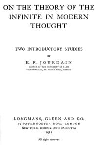 On the theory of the infinite in modern thought