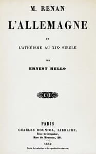 M. Renan, l'Allemagne et l'athéisme au XIXe siècle
