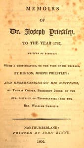 Memoirs of Dr. Joseph Priestley book cover