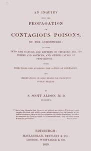 An inquiry into the propagation of contagious poisons, by the atmosphere