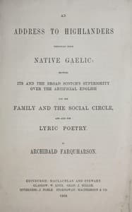 An address to Highlanders respecting their native Gaelic