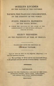 Ocellus Lucanus on the nature of the universe book cover