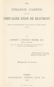 The strange career of the Chevalier d'Eon de Beaumont book cover